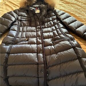 Moncler Dark Blue Puffer Jacket with real Fur Hood